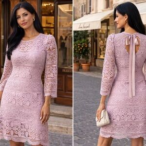 Luisa Spagnoli Lavender Lace Long Sleeve Dress
